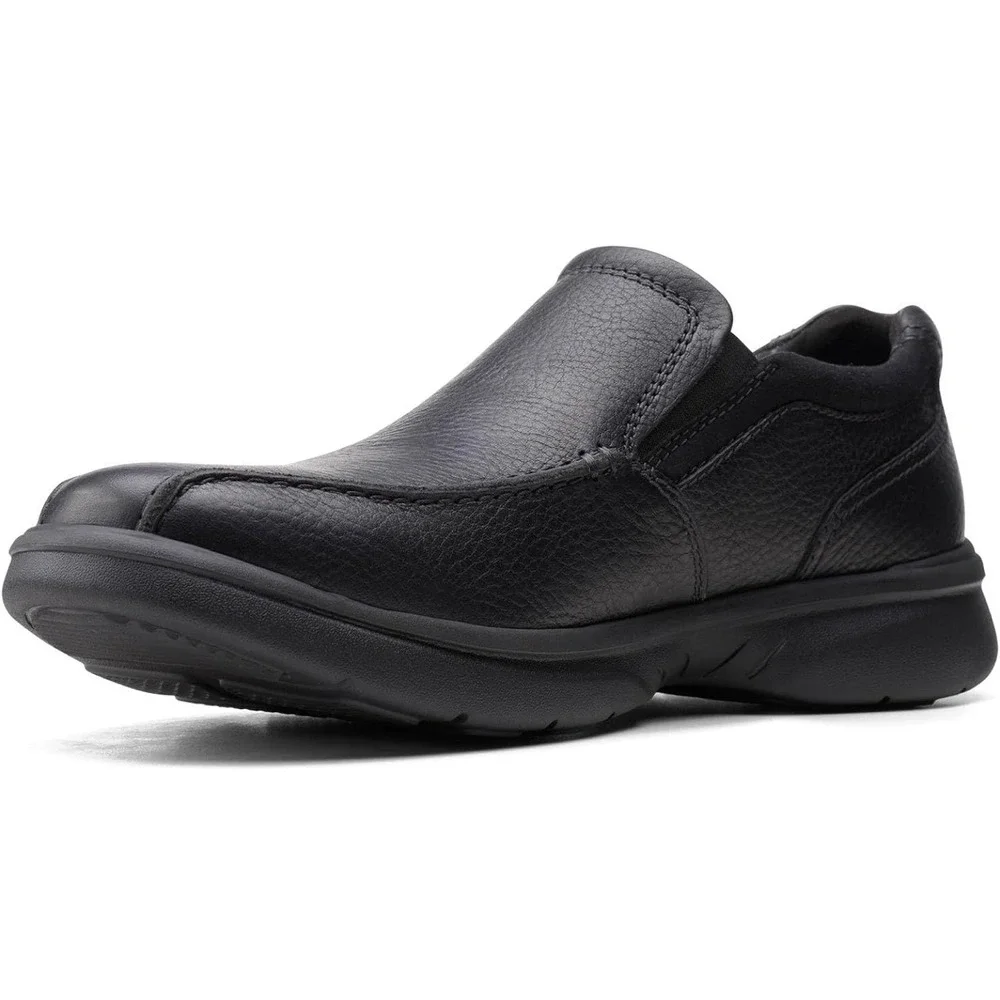 Clarks Mens Bradley Step Black Tumbled Leather Slip On Loafers 8.5 W